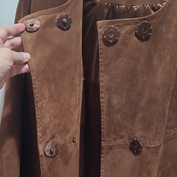 Womens Plus size Adrienne Landau Brown Suede Leather Coat, GUC - Picture 3 of 7